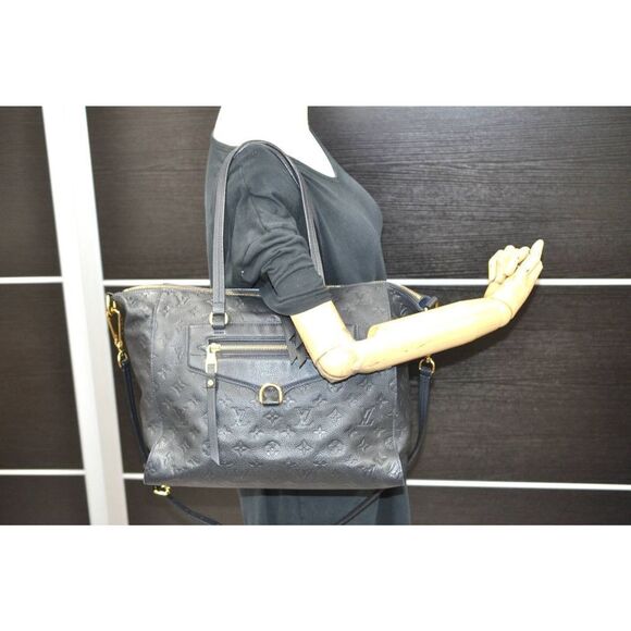Auth Louis Vuitton Monogram Empreinte Lumineuse PM Tote Bag Navy M93410 LV 9258B - Picture 11 of 11
